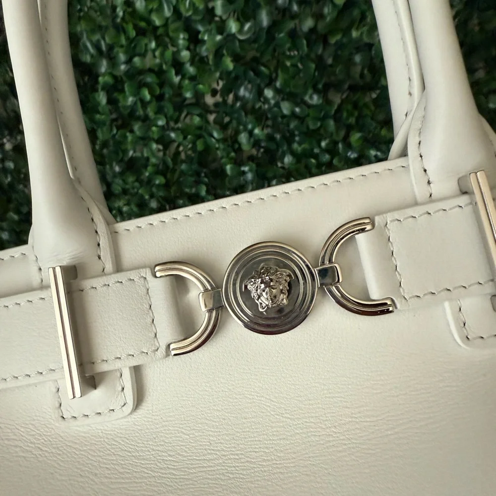 Versace Medusa ‘95 Small Tote White Leather Handbag